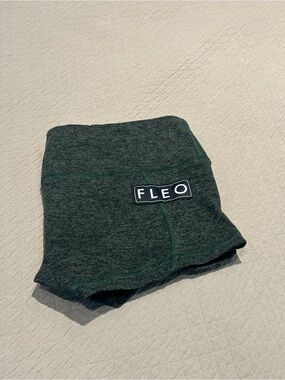 Fleo High-Waist Heathered Forest Green Athletic Shorts